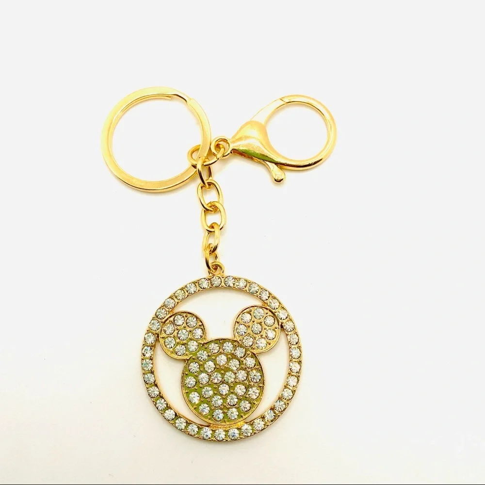 NWT Mickey Mouse Purse Charm Key Chain Crystals set in golden tone. BRAND NEW